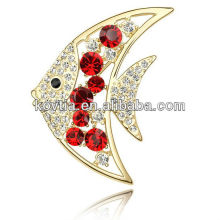 Evening dresses for women crystal brooch in gold decoration jewelry fish shape brooches